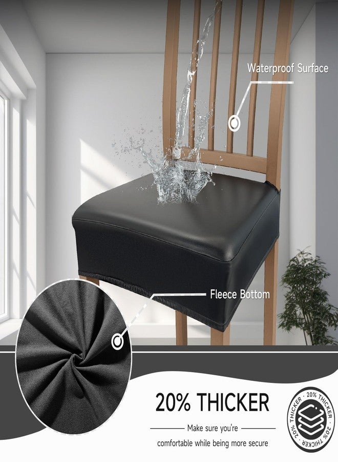 WENZMOC Waterproof Seat Covers for Dining Chairs PU Leather Dining Room Chair Covers Set of 4, Soft & Stretch Kitchen Chair Seat Slipcover Protector Removable Washable Chair Cover (Black, Rear Cover) - Image 4